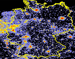 Lichtverschmutzungskarte Deutschland 2000